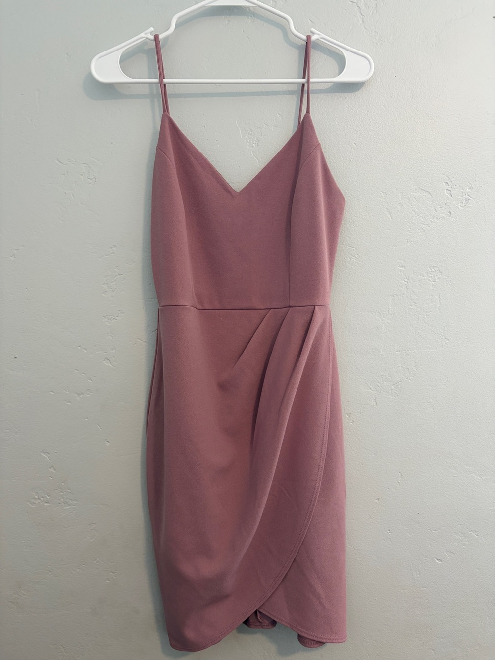 Lulus faux wrap dress in mauve pink
